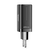 Buff BL65-1U2C 65W Hızlı Şarj Cihazı 3 Port PD & Type-C QC3.0 Şarj Adaptörü Siyah