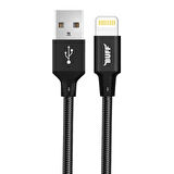 Buff BL71 USB Lightning 2.4A 1.2M Data ve Şarj Kablosu Siyah