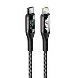 Buff BL73 27W Type-C to Lightning 1.2m 3A Pd Dijital Ekranlı Data-Şarj Kablosu