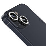 Buff iPhone 14 / 14 Plus ile Uyumlu Diamond Kamera Lens Koruyucu Graphite