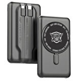 Buff BP11 10000mAh Magsafe Uyumlu Dahili Kablolu Powerbank Gray