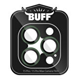 Buff iPhone 15 Pro Max / 15 Pro Kamera Metal Lens Koruyucu Dark Green