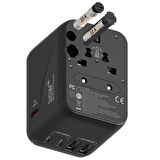 Buff BL80 Universal Seyehat Şarj Adaptörü Çoklu Priz Dönüştürücü Black