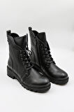 Venüs Kadın Hakiki Deri Waterproof Bağcıklı Fermuarlı Bot 1950891K - Siyah - 36