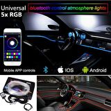 Araç İçi Atmosfer Ambiyans Led Neon RGB App Kontrollü 4 Parça