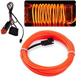 Araç İçi Torpido Şerit Ledi Renkli İp Neon Led 5 Metre Turuncu Koyu
