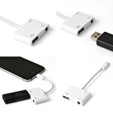 iPhone Lightning 3.5 mm Kulaklık ve Usb 3.0 Kamera Hub Adaptör