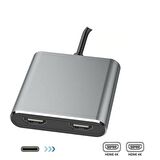 Type-C 2x HDMI 4k 2k Çıkışlı Görüntü Aktarım Kablosu