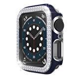 Apple Watch 7 Serisi 45mm Çift Sıra Parlak Taşlı Rubber Kasa Kapak