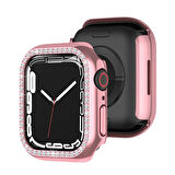 Apple Watch 7 8 9 41mm Uyumlu Tek Sıra Parlak Taşlı Rubber Kasa Kapak