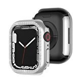 Apple Watch 5 6 40mm Uyumlu Tek Sıra Parlak Taşlı Rubber Kasa Kapak
