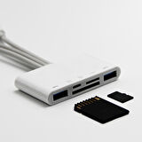 5in1 Allround iPhone Type-C Usb 2xUsb Sd Tf Kart Şarj Adaptörü