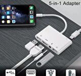 iPhone iPad Lightning Dijital AV Hdmi 2xUsb Mikrofon Şarj Adaptör