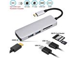 Type-C 5in1 4K Hdmi 2xUsb 3.0 Sd Tf Kart Girişli Çevirici Otg Hub