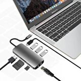 Type-C 8in1 4K Hdmi Rj45 Micro SD Tf 3xUsb 3.0 Şarj Girişli Hub Çevirici
