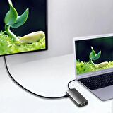 Type-C 8in1 4K Hdmi Rj45 Micro SD Tf 3xUsb 3.0 Şarj Girişli Hub Çevirici