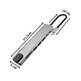 8in1 Type-C 4K Hdmi Rj45 Micro SD Tf 2xUsb3.0 2xType-C Hub Çevirici