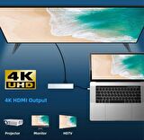 8in1 Type-C 4K Hdmi Rj45 Micro SD Tf 2xUsb3.0 2xType-C Hub Çevirici