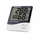 Techmaster 1 Dijital Termometre Nem ve Isı Ölçer Masa Saati Alarm