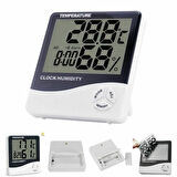 Techmaster 1 Dijital Termometre Nem ve Isı Ölçer Masa Saati Alarm