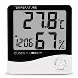Techmaster 1 Dijital Termometre Nem ve Isı Ölçer Masa Saati Alarm