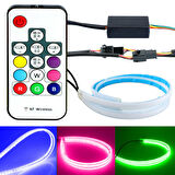 Far Üstü Kayar Sinyalli Gündüz Ledi Led Kumandalı RGB 60cm