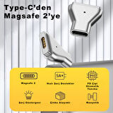 Type-C To Magsafe 2 85W a Kadar Destekli Düz Tip Şarj Çevirici Adaptör