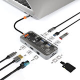 Type-C to 2X Pd HDMI Rj-45 Ethernet Sd Tf Card 2 X Usb 3.0 Hub Çevirici SW8V