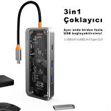 Type-C to 2X Pd HDMI Rj-45 Ethernet Sd Tf Card 2 X Usb 3.0 Hub Çevirici SW8V