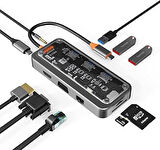 Type-C Audio Pd HDMI Vga Rj-45 Ethernet SD TF 3X Usb 3.0 Hub Çevirici SW10V