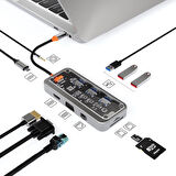 Type-C Audio Pd HDMI Vga Rj-45 Ethernet SD TF 3X Usb 3.0 Hub Çevirici SW10V