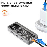 Type-C Audio Pd HDMI Vga Rj-45 Ethernet SD TF 3X Usb 3.0 Hub Çevirici SW10V