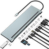 Notebook Dock Station Usb 3.1 Type C Uhd 4k Hdmı Minidp Vga Audio