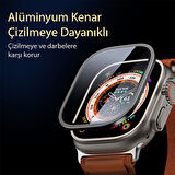 Apple Watch Ultra 49mm Uyumlu Metal Çerçeveli Ekran Koruyucu