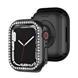 Apple Watch Ultra Ultra 2 49mm Uyumlu Tek Sıra Parlak Taşlı Rubber Kasa Kapak