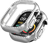 Apple Watch Ultra Ultra 2 49mm Uyumlu Tek Sıra Parlak Taşlı Rubber Kasa Kapak