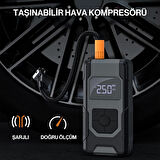 Taşınabilir Şarjlı Araç Oto Bisiklet Lastik Top Şişirme Pompası Kompresör 150PSI Powerbank Led Işık 7500mAh