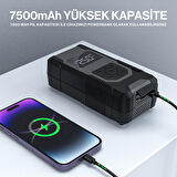 Taşınabilir Şarjlı Araç Oto Bisiklet Lastik Top Şişirme Pompası Kompresör 150PSI Powerbank Led Işık 7500mAh