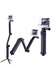 Katlanabilir 3 Way Çok Yönlü Aksiyon Kamera GoPro ile Uyumlu Tripod Monopod
