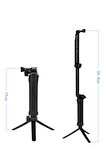 Katlanabilir 3 Way Çok Yönlü Aksiyon Kamera GoPro ile Uyumlu Tripod Monopod