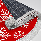 Alanur Home Yılbaşına Özel Pamuk Dijital Yıkanabilir Yuvarlak Halı Chr17M