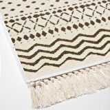 Dekoreko Kaymaz Taban Djt Banyo Halısı Yıldız Deri Saçaklı İskandinav F5086