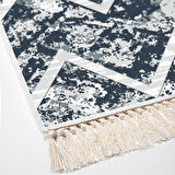 Dekoreko Kaymaz Taban Djt Banyo Halısı Yıldız Deri Saçaklı İskandinav F5128