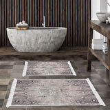 Eko Trend Djt 2 Li Yıkanabilir Kaymaz Taban Banyo Paspas Klozet Takımı 743 Modern