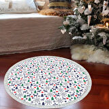 Alanur Home Yılbaşına Özel Keçe Dijital Yıkanabilir Yuvarlak Halı Chr10M