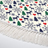 Alanur Home Yılbaşına Özel Keçe Dijital Yıkanabilir Yuvarlak Halı Chr10M