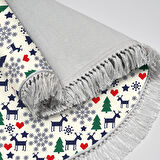 Alanur Home Yılbaşına Özel Keçe Dijital Yıkanabilir Yuvarlak Halı Chr10M