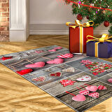 Alanur Home Yılbaşına Özel Keçe Dijital Yıkanabilir Halı Chr14M