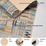 Dekoreko Kaymaz Taban Djt Banyo Halısı Yıldız Deri Saçaklı Modern 1937