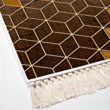 Dekoreko Kaymaz Taban Djt Banyo Halısı Yıldız Deri Saçaklı Modern 719